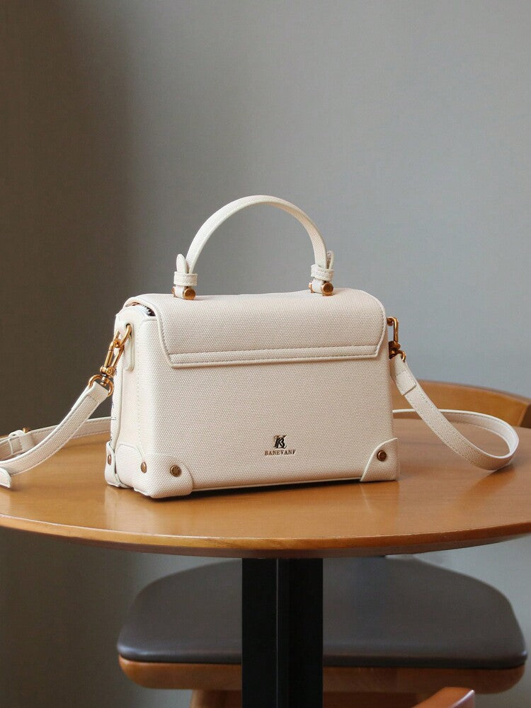 Women's Luxury Embroidered Leather Small Square Bag High End Niche Handbag Exquisite White Elegant Shoulder Purse Messenger Tote Casual