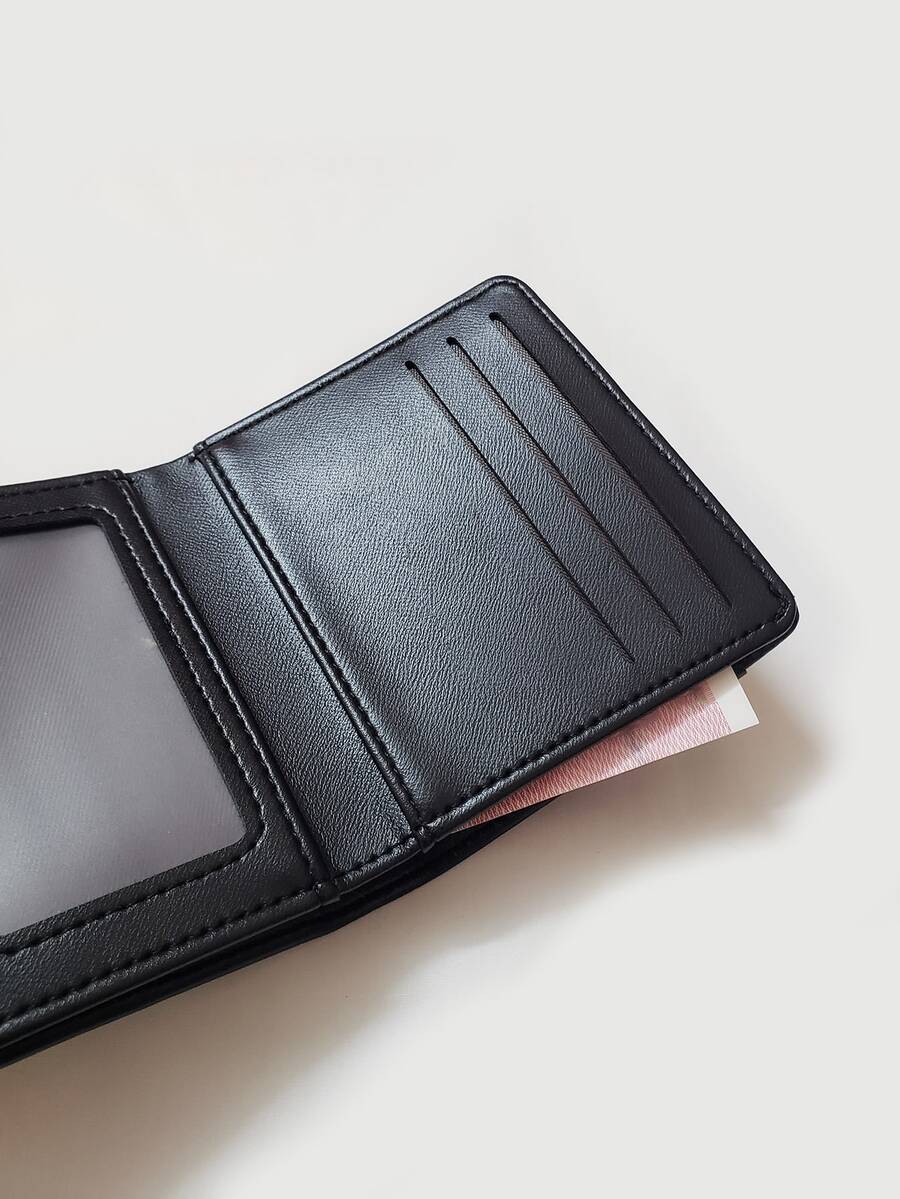 Women's Brown PU Leather Pocket Wallet With Stitch Detail ID Window Bi Fold Credit Card Holder Minimalist Fashion Small Wallet Gift