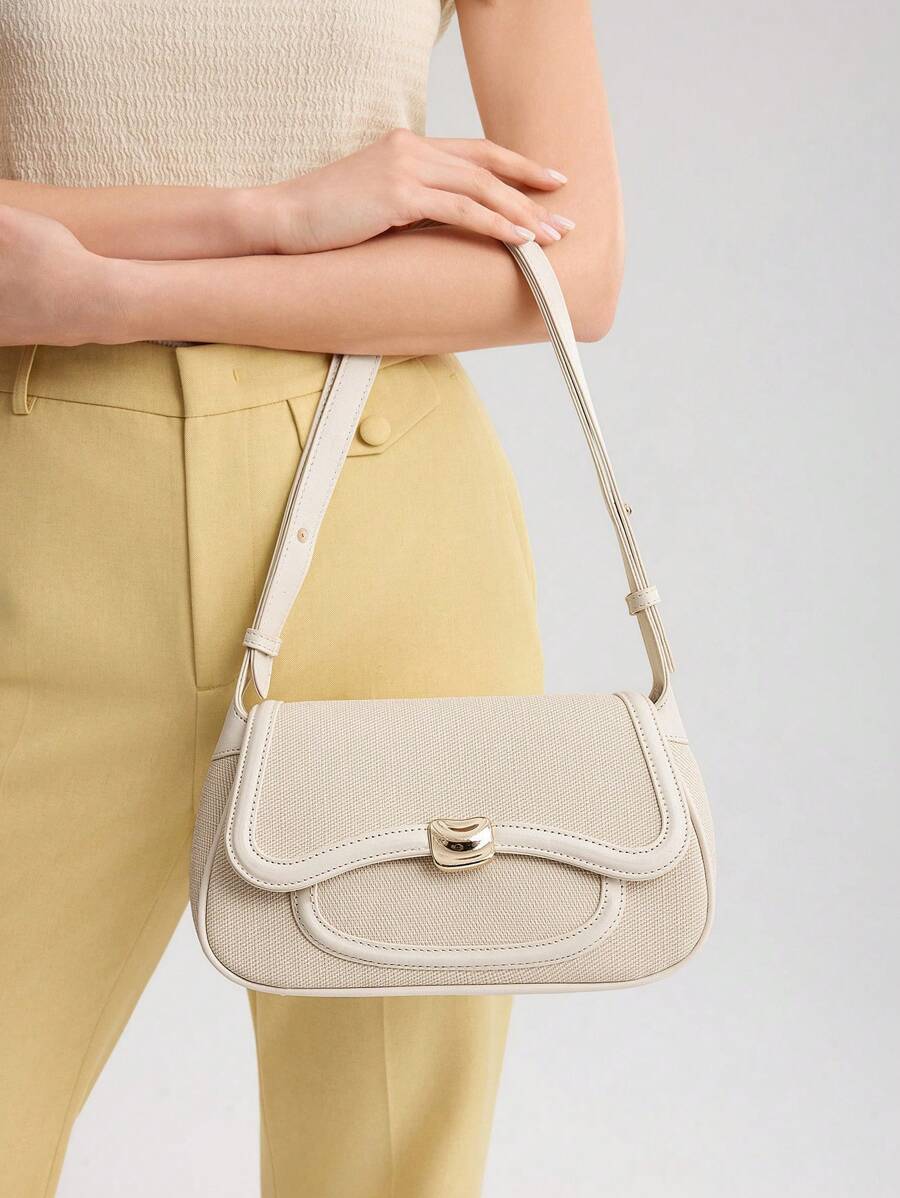 Women's Premium Shoulder Bag With Colorblock Trim Elegant Small Purse Fashion Casual Tote Commuter Office Daily Travel Handbag Gift