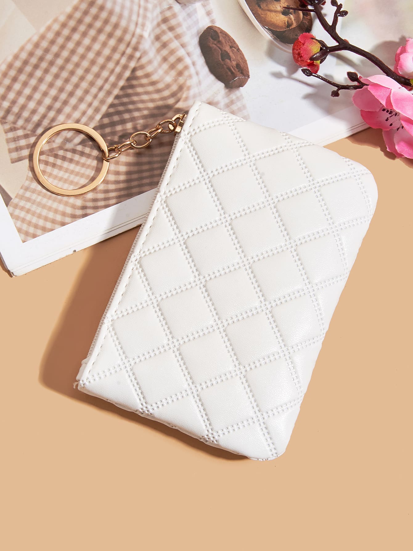 Women's Pressed Flower Solid Color Keychain Wallet Mini Coin Purse Card Holder Compact Wallet Fashion Cute Lightweight Small Bag For Women