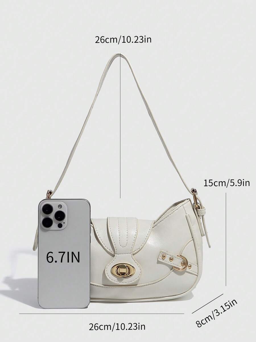 Women's Retro Colorblock Underarm Bag With Two Straps Niche Gothic Steampunk Y2K Small Square Shoulder Purse Festival Street Style