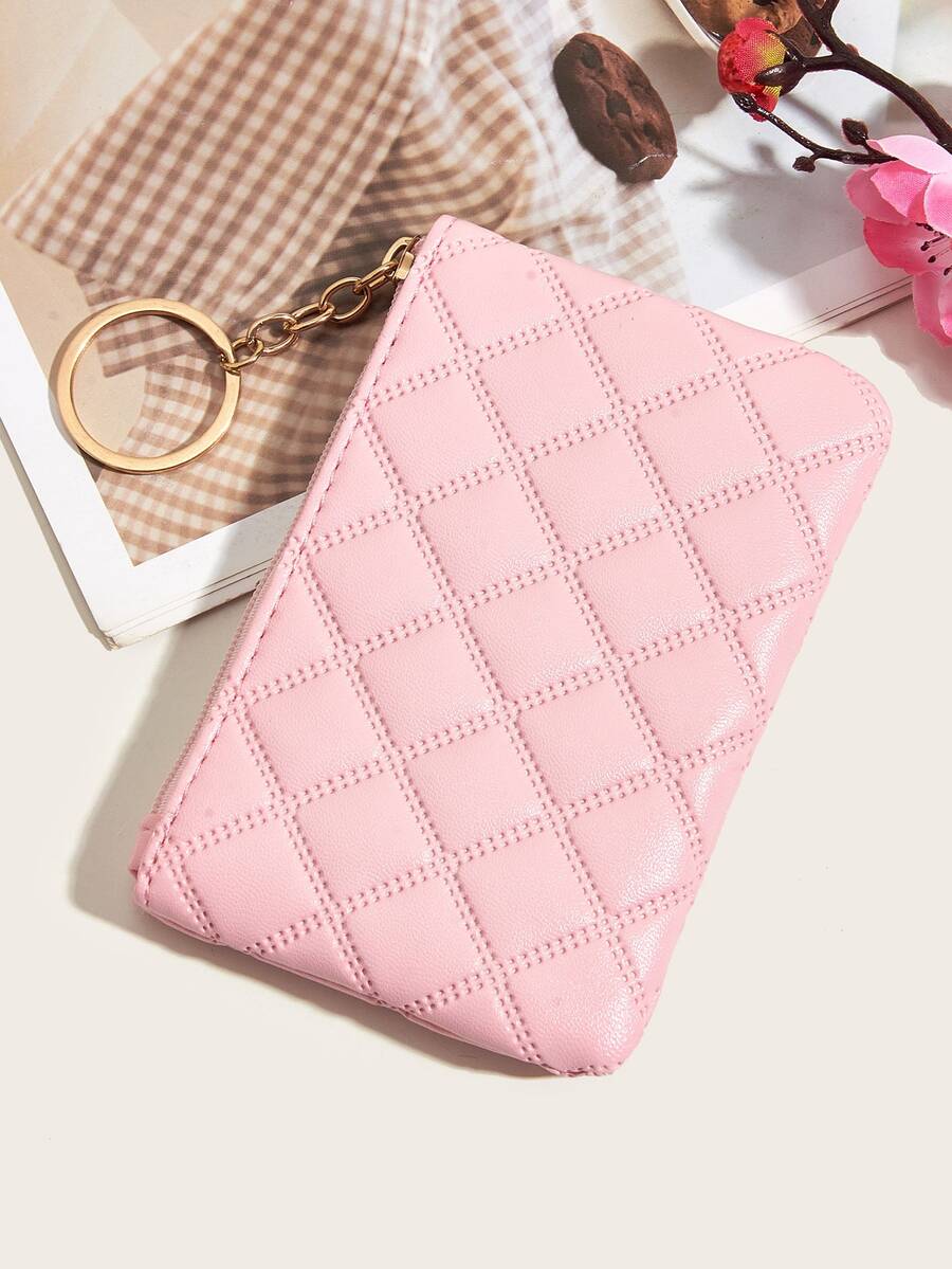 Women's Pressed Flower Solid Color Keychain Wallet Mini Coin Purse Card Holder Compact Wallet Fashion Cute Lightweight Small Bag For Women