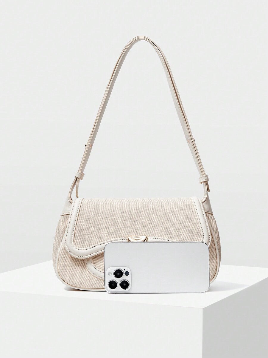 Women's Premium Shoulder Bag With Colorblock Trim Elegant Small Purse Fashion Casual Tote Commuter Office Daily Travel Handbag Gift