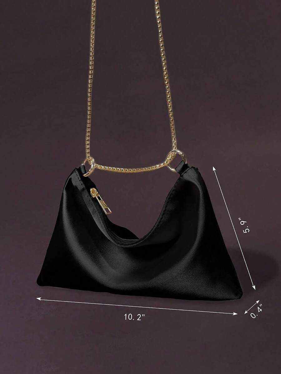 Women's Satin Ring Linked Square Evening Bag Elegant Glamorous Party Purse Bridal Shower Dinner Banquet Prom Holiday Fashion Handbag