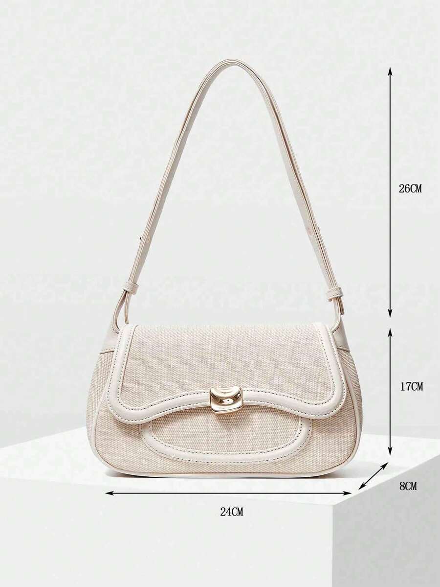 Women's Premium Shoulder Bag With Colorblock Trim Elegant Small Purse Fashion Casual Tote Commuter Office Daily Travel Handbag Gift