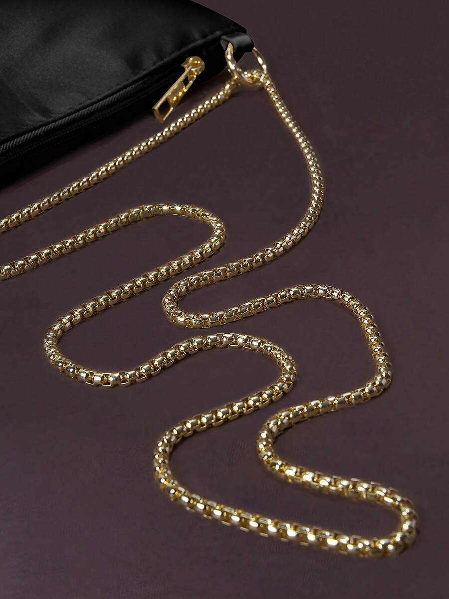 Women's Satin Ring Linked Square Evening Bag Elegant Glamorous Party Purse Bridal Shower Dinner Banquet Prom Holiday Fashion Handbag