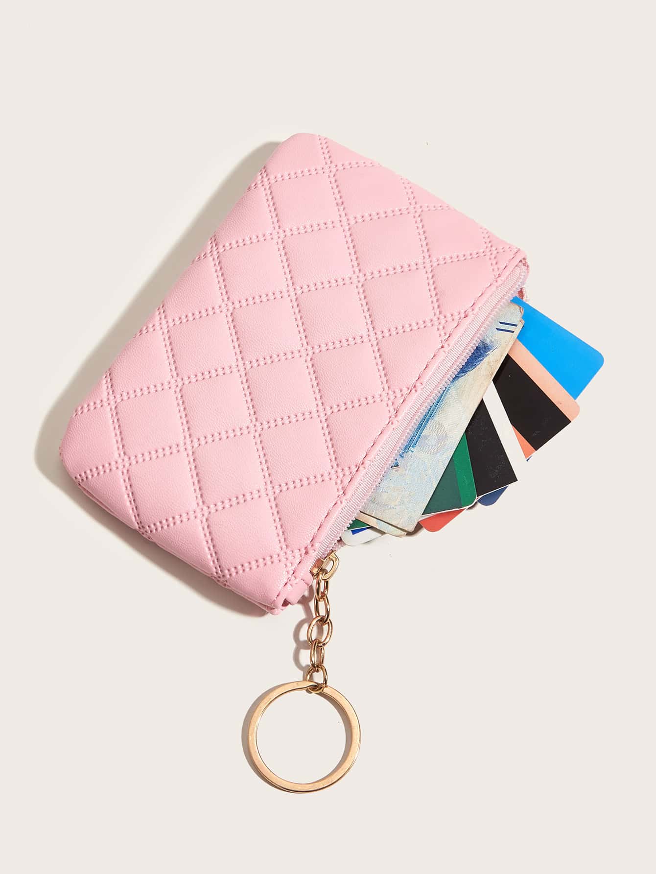 Women's Pressed Flower Solid Color Keychain Wallet Mini Coin Purse Card Holder Compact Wallet Fashion Cute Lightweight Small Bag For Women