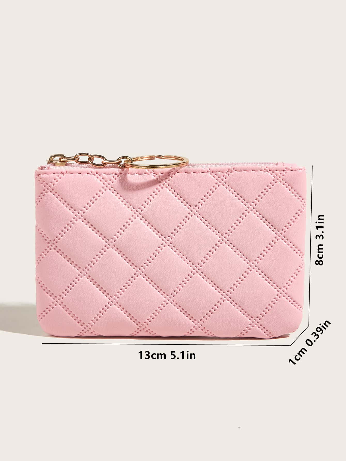 Women's Pressed Flower Solid Color Keychain Wallet Mini Coin Purse Card Holder Compact Wallet Fashion Cute Lightweight Small Bag For Women