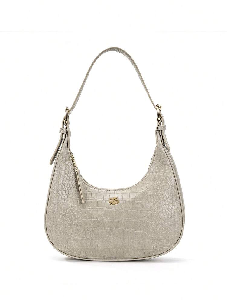 Women's Red Crocodile Embossed PU Leather Handbag Shoulder Bag Crescent Design Fashion Elegant Tote Purse Casual Holiday Gift For Women