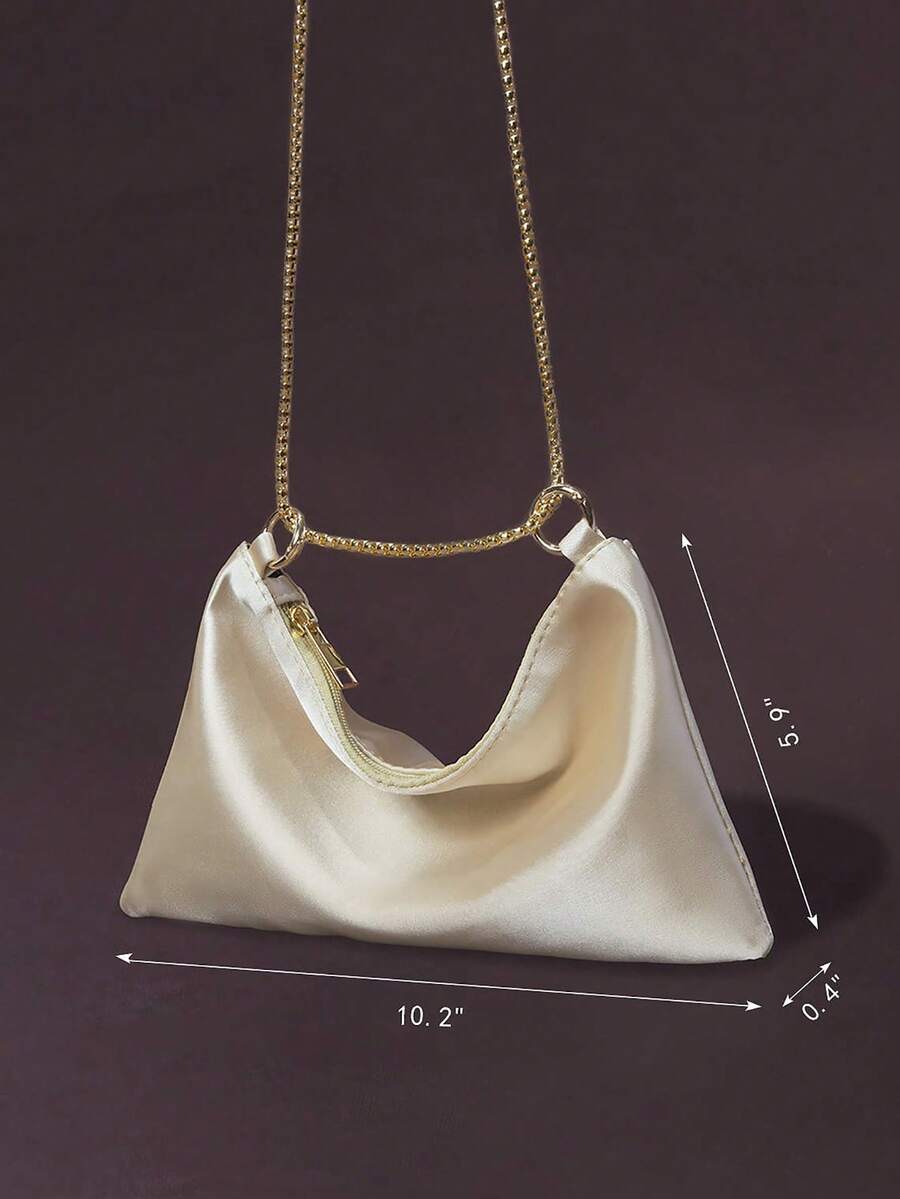 Women's Satin Ring Linked Square Evening Bag Elegant Glamorous Party Purse Bridal Shower Dinner Banquet Prom Holiday Fashion Handbag