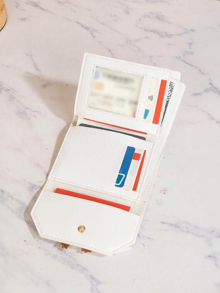 Women's Tri Fold Short Wallet With Bow Decor Minimalist Clutch Purse Fashion Cute Small Wallet Mini Handbag For Women Daily Casual Use