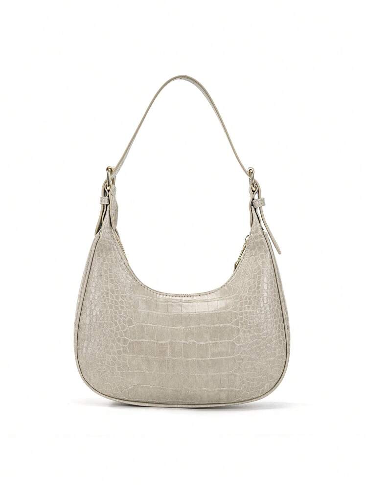 Women's Red Crocodile Embossed PU Leather Handbag Shoulder Bag Crescent Design Fashion Elegant Tote Purse Casual Holiday Gift For Women