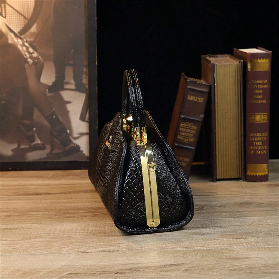 Women's Cloud Pattern Handbag Vintage Crocodile Design Shoulder Crossbody Bag Elegant Classic Tote Purse Casual Daily Work Fashion