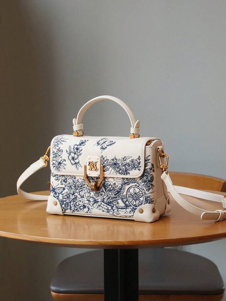 Women's Luxury Embroidered Leather Small Square Bag High End Niche Handbag Exquisite White Elegant Shoulder Purse Messenger Tote Casual