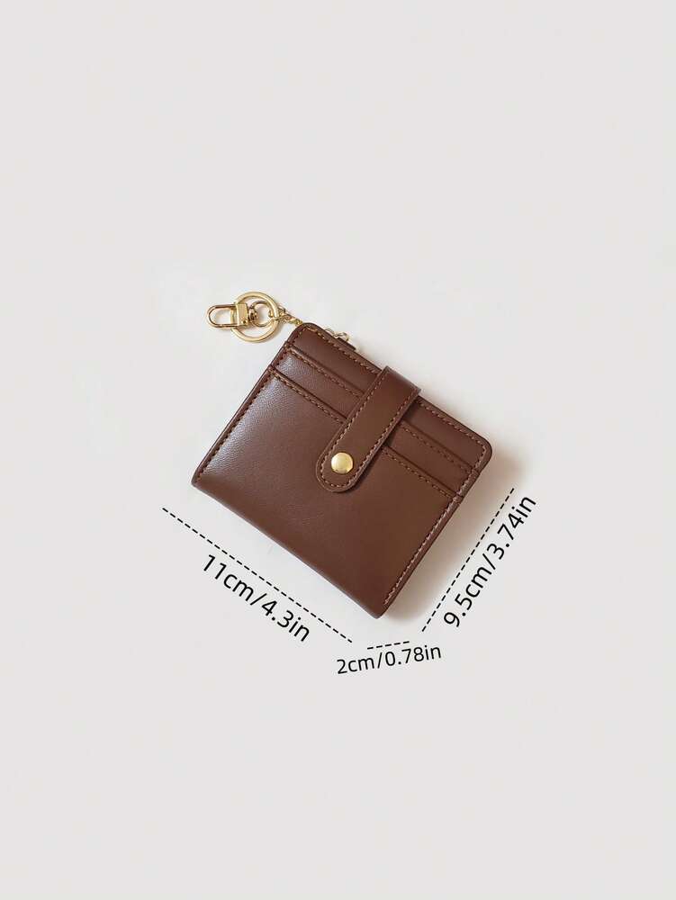 Women's Brown PU Leather Pocket Wallet With Stitch Detail ID Window Bi Fold Credit Card Holder Minimalist Fashion Small Wallet Gift