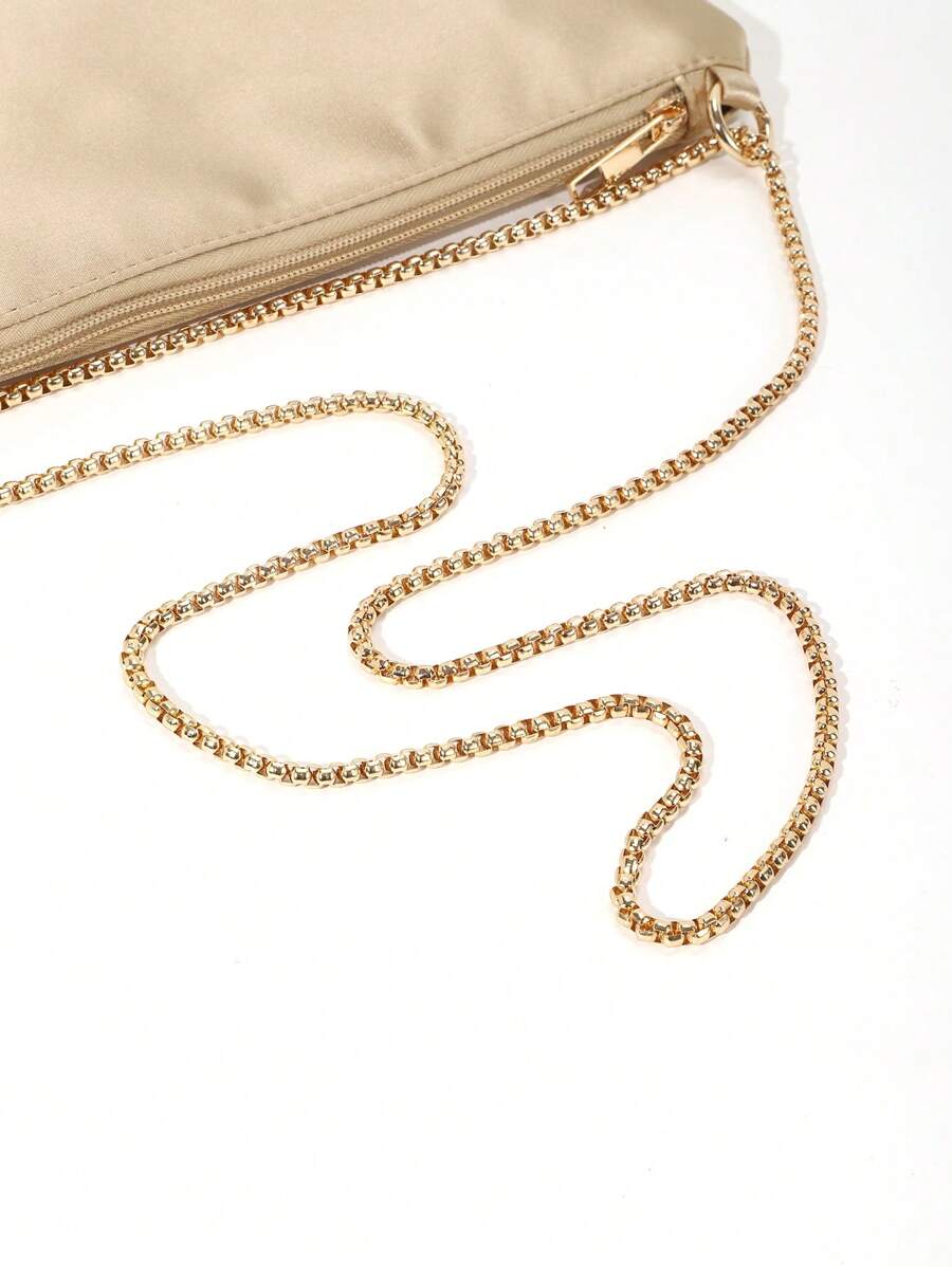 Women's Satin Ring Linked Square Evening Bag Elegant Glamorous Party Purse Bridal Shower Dinner Banquet Prom Holiday Fashion Handbag