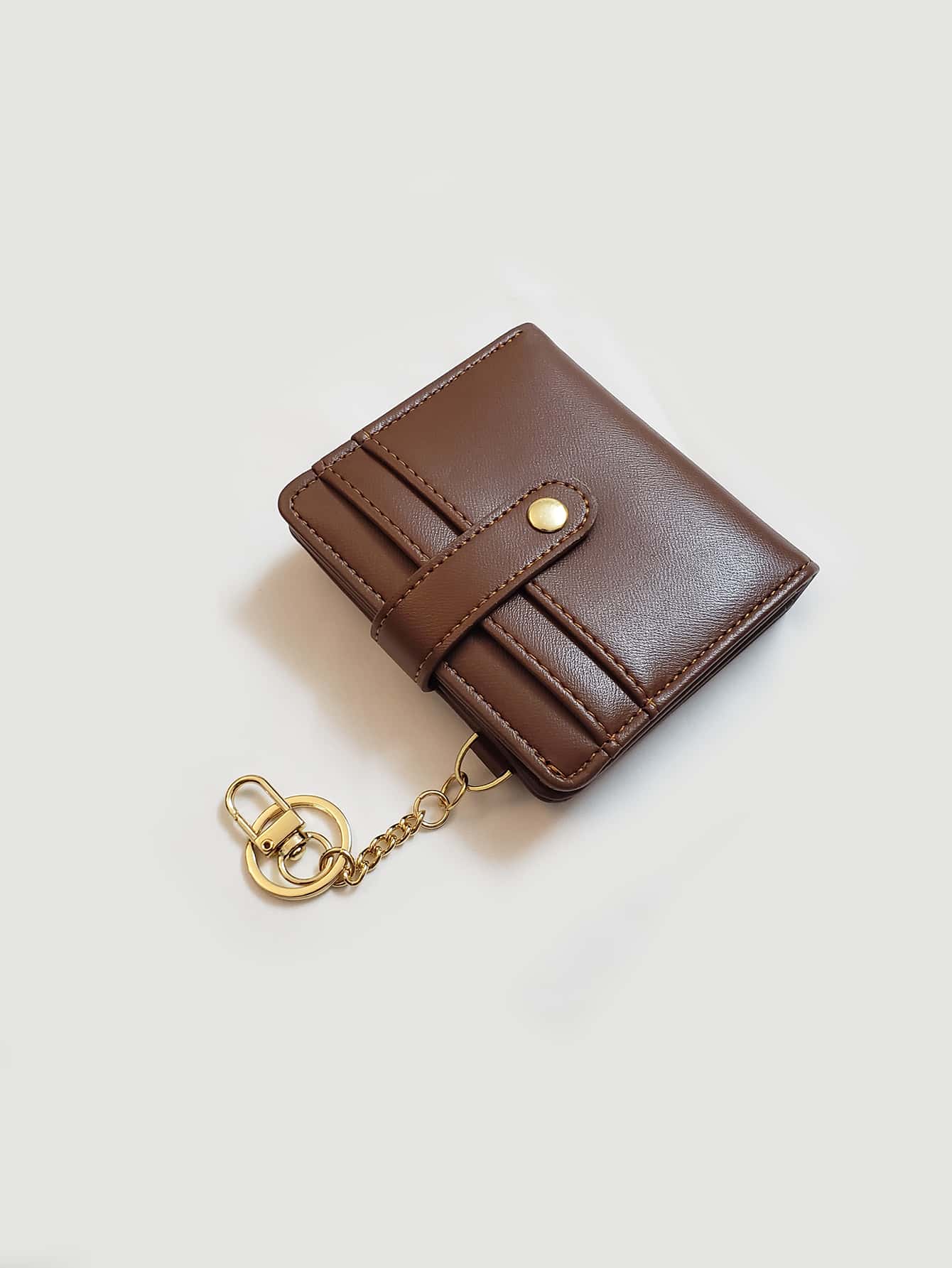 Women's Brown PU Leather Pocket Wallet With Stitch Detail ID Window Bi Fold Credit Card Holder Minimalist Fashion Small Wallet Gift