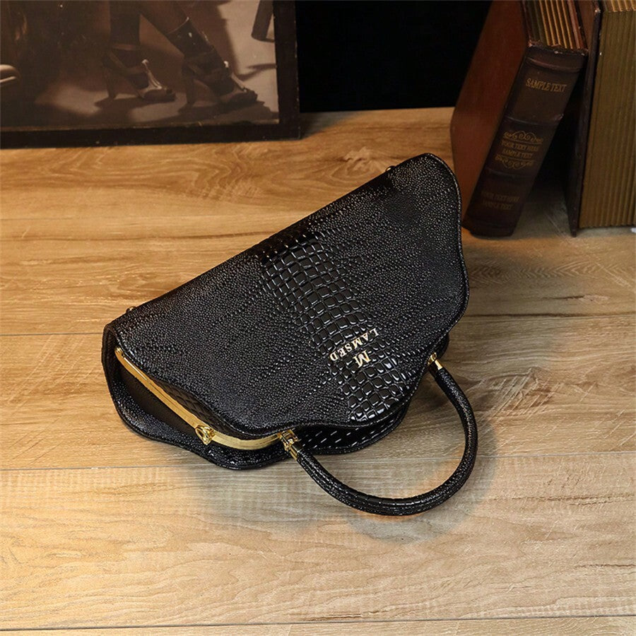 Women's Cloud Pattern Handbag Vintage Crocodile Design Shoulder Crossbody Bag Elegant Classic Tote Purse Casual Daily Work Fashion