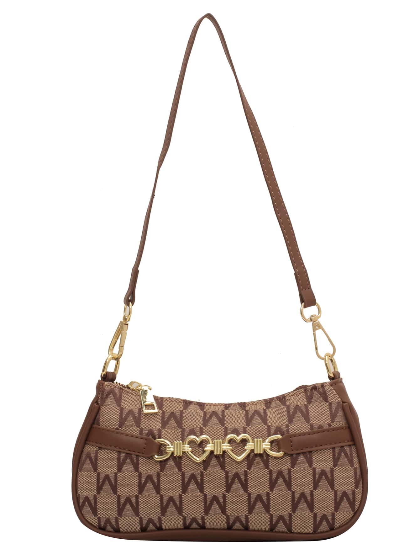 Women's Letter Graphic Heart Decor Zipper Polyester Bag Fashion Casual Cute Purse Small Shoulder Crossbody Handbag For Girls Women