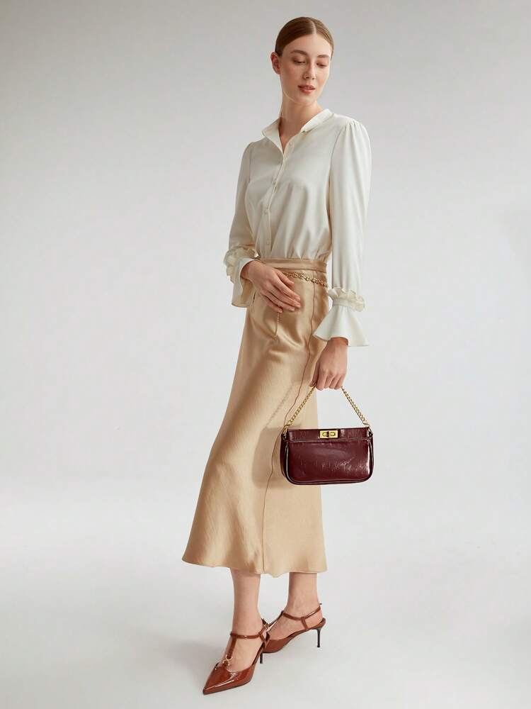 Women's Chain Decor Turn Lock Shoulder Bag Elegant Small Purse Fashion Tote For Office Work Party Valentine's Day Gift Casual Daily