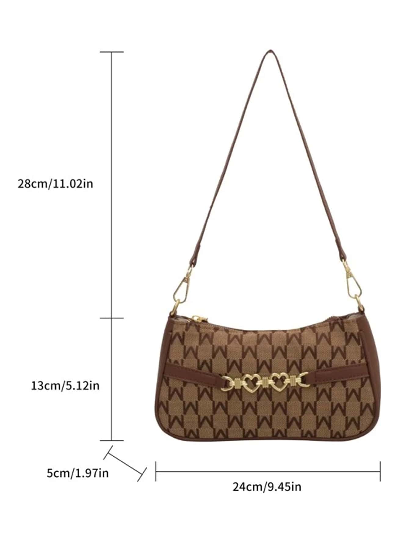 Women's Letter Graphic Heart Decor Zipper Polyester Bag Fashion Casual Cute Purse Small Shoulder Crossbody Handbag For Girls Women