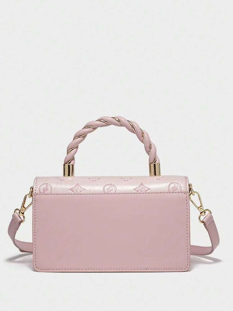 Women's Camellia Flower Small Square Bag With Bow Decor Chic Petite Handbag Elegant Versatile Shoulder Purse Gift For Birthday Dating