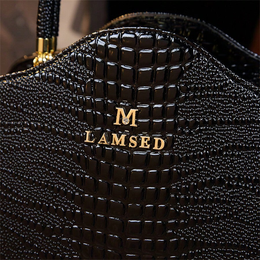 Women's Cloud Pattern Handbag Vintage Crocodile Design Shoulder Crossbody Bag Elegant Classic Tote Purse Casual Daily Work Fashion