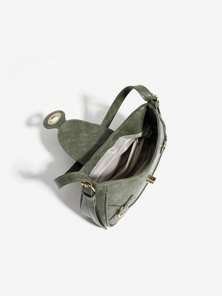 Women's Retro Colorblock Underarm Bag With Two Straps Niche Gothic Steampunk Y2K Small Square Shoulder Purse Festival Street Style