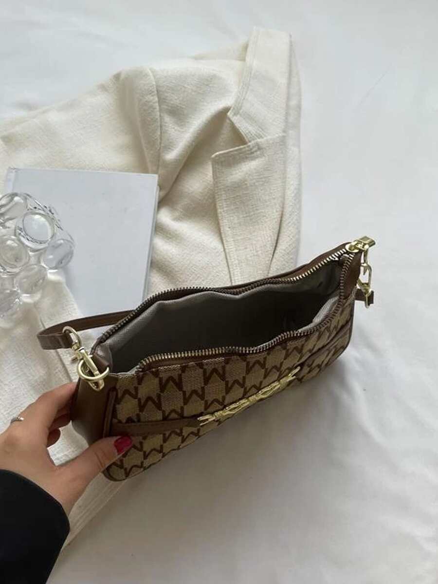 Women's Letter Graphic Heart Decor Zipper Polyester Bag Fashion Casual Cute Purse Small Shoulder Crossbody Handbag For Girls Women