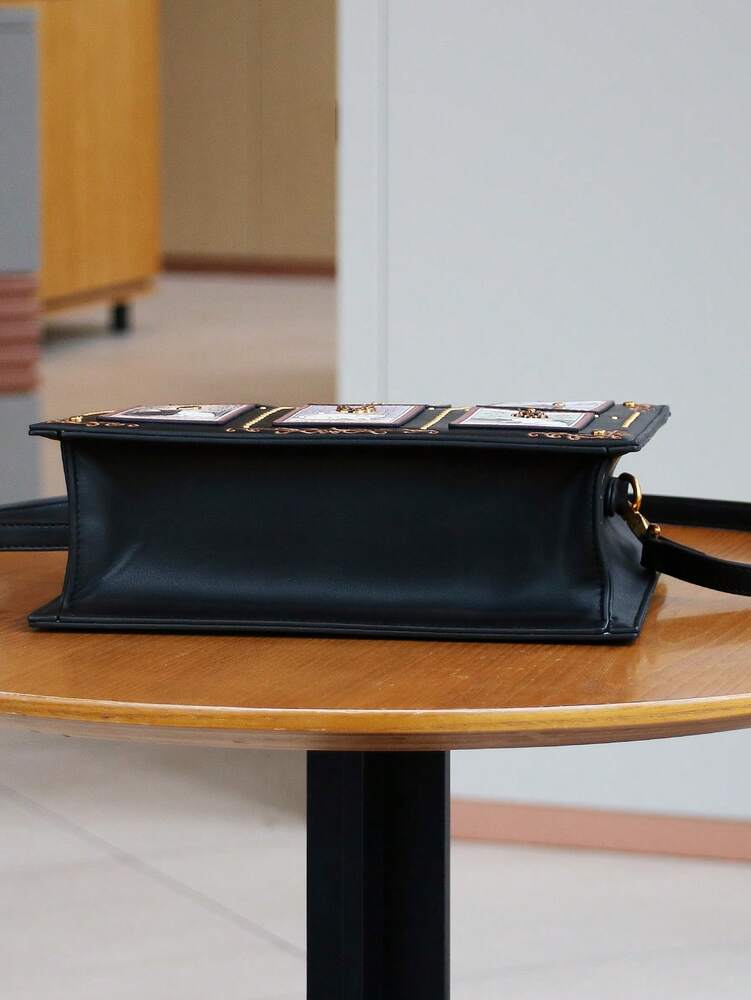 Women's Tarot Card Embroidered Tote Bag High End Handmade Beaded Cat Bag Large Capacity Fashion Diamond Lock Shoulder Purse Casual