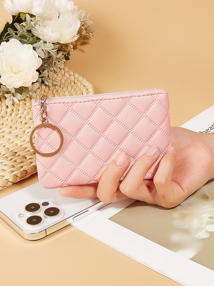 Women's Pressed Flower Solid Color Keychain Wallet Mini Coin Purse Card Holder Compact Wallet Fashion Cute Lightweight Small Bag For Women