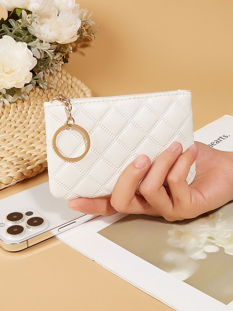 Women's Pressed Flower Solid Color Keychain Wallet Mini Coin Purse Card Holder Compact Wallet Fashion Cute Lightweight Small Bag For Women