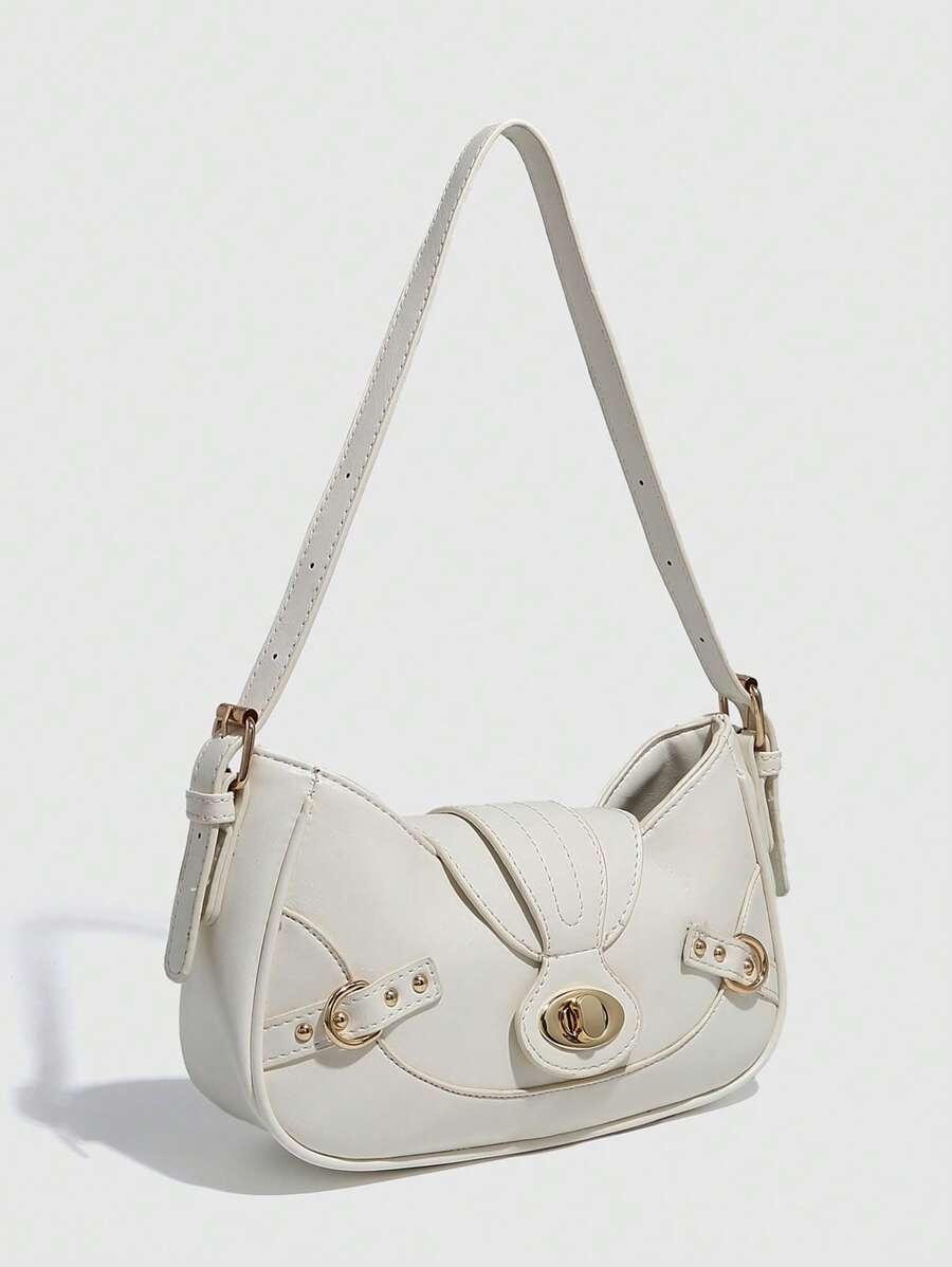 Women's Retro Colorblock Underarm Bag With Two Straps Niche Gothic Steampunk Y2K Small Square Shoulder Purse Festival Street Style