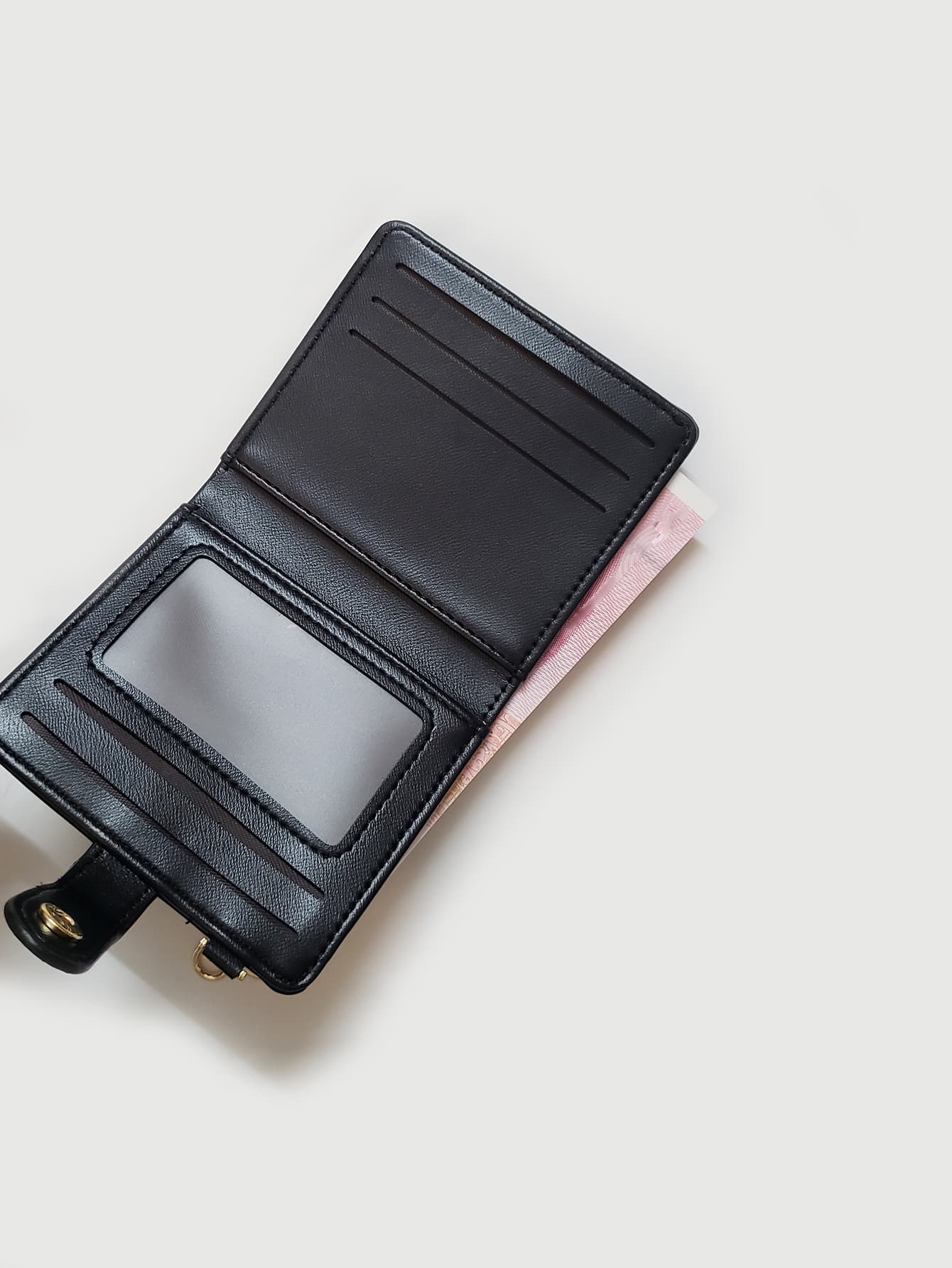 Women's Brown PU Leather Pocket Wallet With Stitch Detail ID Window Bi Fold Credit Card Holder Minimalist Fashion Small Wallet Gift