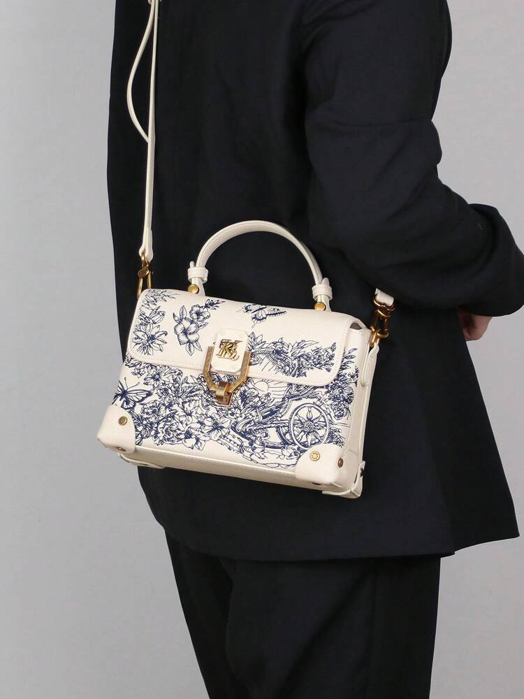 Women's Luxury Embroidered Leather Small Square Bag High End Niche Handbag Exquisite White Elegant Shoulder Purse Messenger Tote Casual